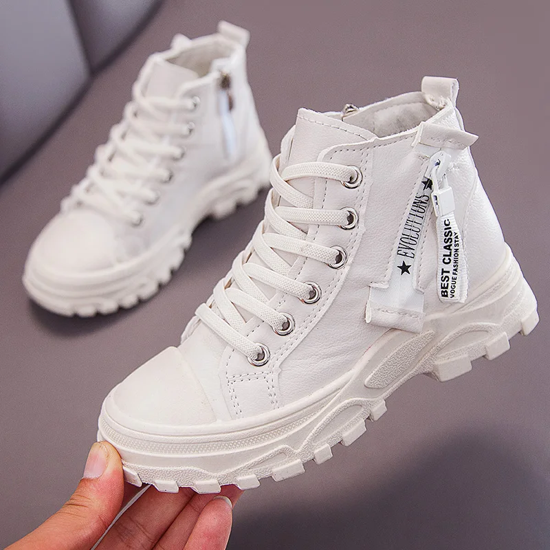 Children Shoes Spring White Boys Sneakers Fashion Brand Retro Platform Boots Kids Girls Footwear Breathable | Мать и ребенок