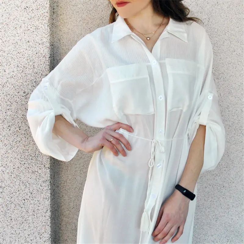 Summer Women Plus Size Beachwear Cover-ups White Cotton Tunic Beach Wrap Bath Dress Swim Suit Bikini Cover Up Woman#Q717