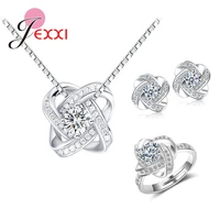 fashion women jewelry set cubic zircon 925 sterling silver classic flower bridal jewelry sets for engagement wedding accessories