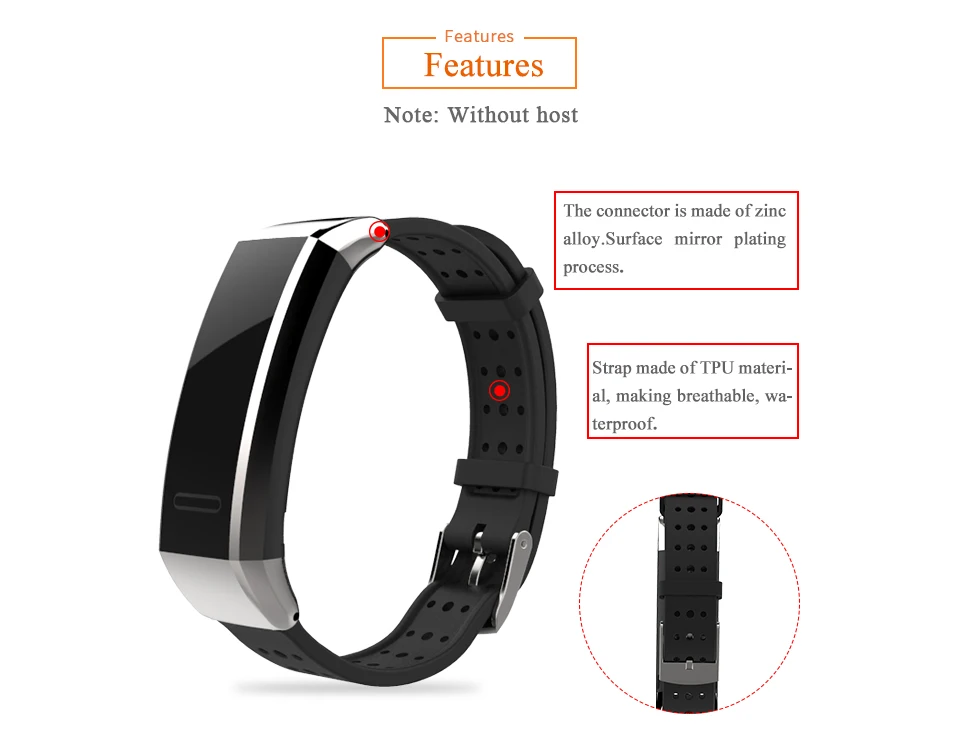 Ремешок на запястье для huawei Honor Band 3 Смарт-часы из нержавеющей стали с пряжкой силиконовый браслет напульсники для huawei Sport Band 2 Pro