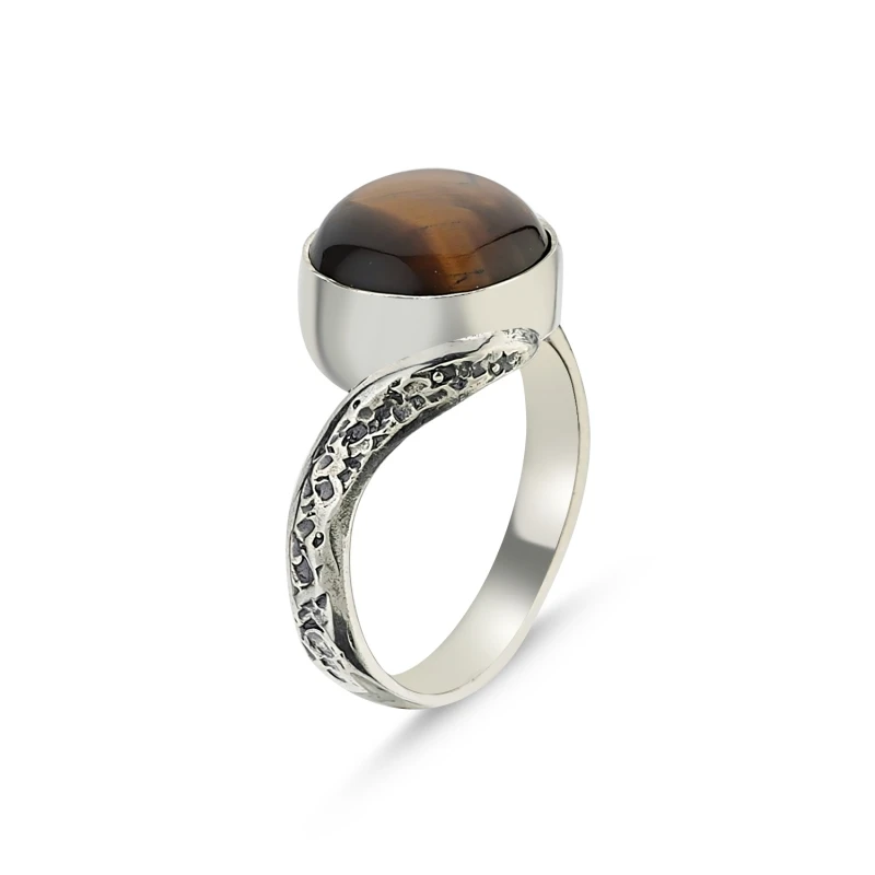 

Silver 925 Sterling Tiger Eye Stone Hand Handwork Ring