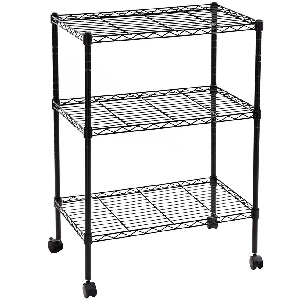 

3-Layer Coated Iron Shelf With 1.5" Plastic Wheels Is Perfect For Organizing Or Displaying Accessories Makeup Tools