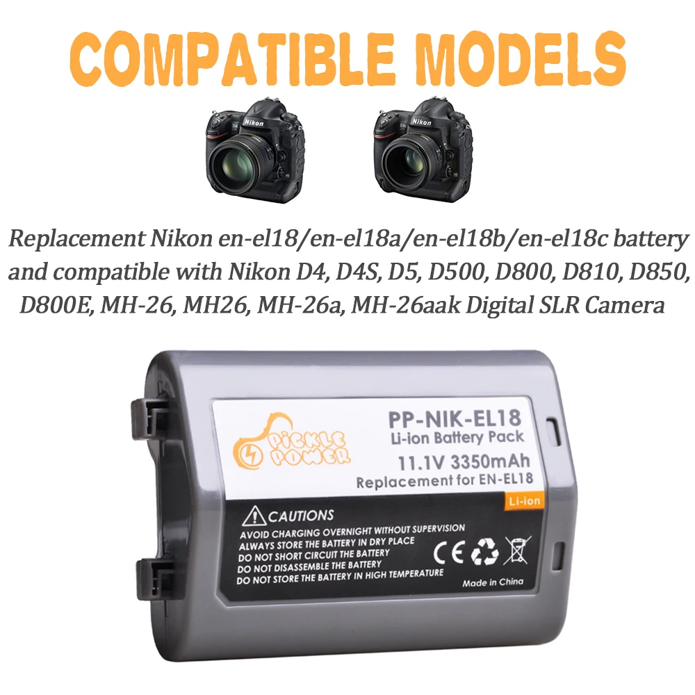 3350mAh EN-EL18a EN-EL18 Battery for Nikon D4 D4S D5 D6 D800 D800E D810 D810A