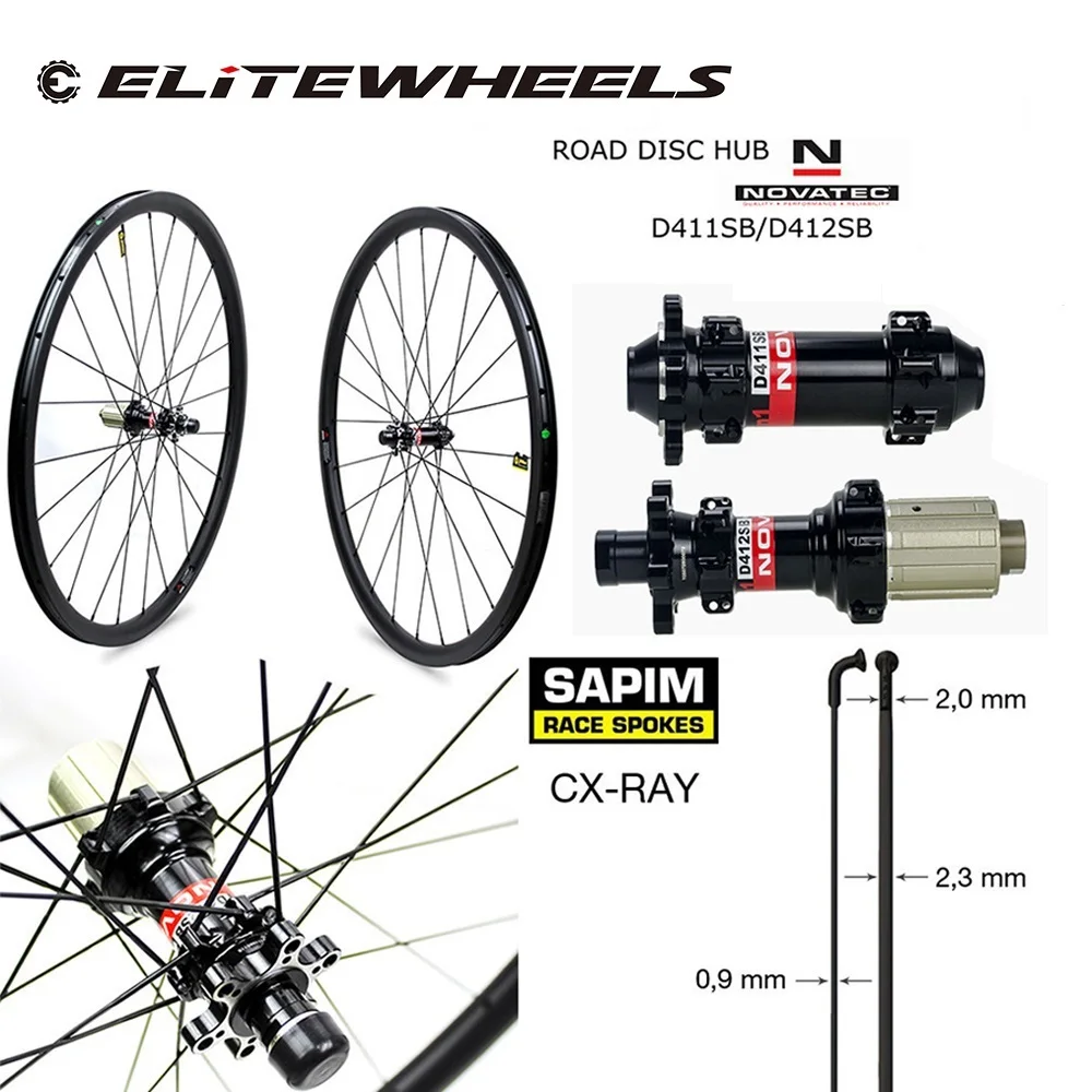 ELITEWHEELS 700c дорожный диск для велосипеда Углеродные колеса Novatec D411 6 болт или