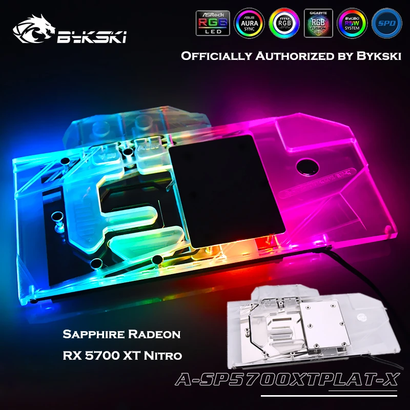 Водный блок Bykski GPU для Sapphire Radeon RX 5700 XT Nitro графическая карта MOBO AURA SYNC 12 В/5 В с