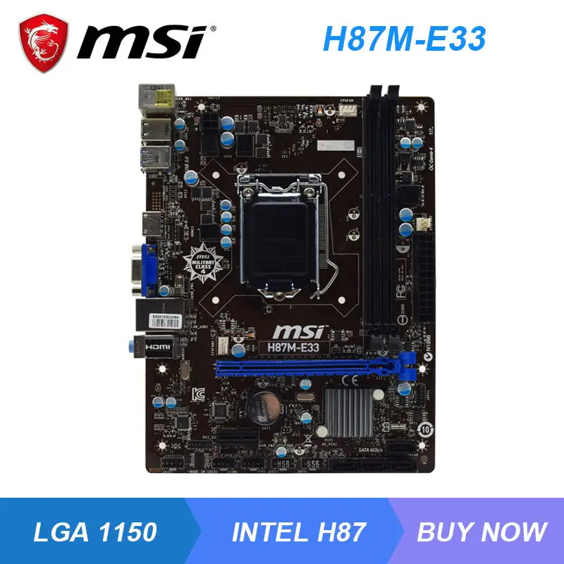 

MSI H87M-E33 Intel H87 LGA 1150 Desktop PC Motherboard DDR3 32GB Xeon E3 Core i7-4770K i5-4670K CPU PCI-E 3.0 USB3.0 Micro ATX