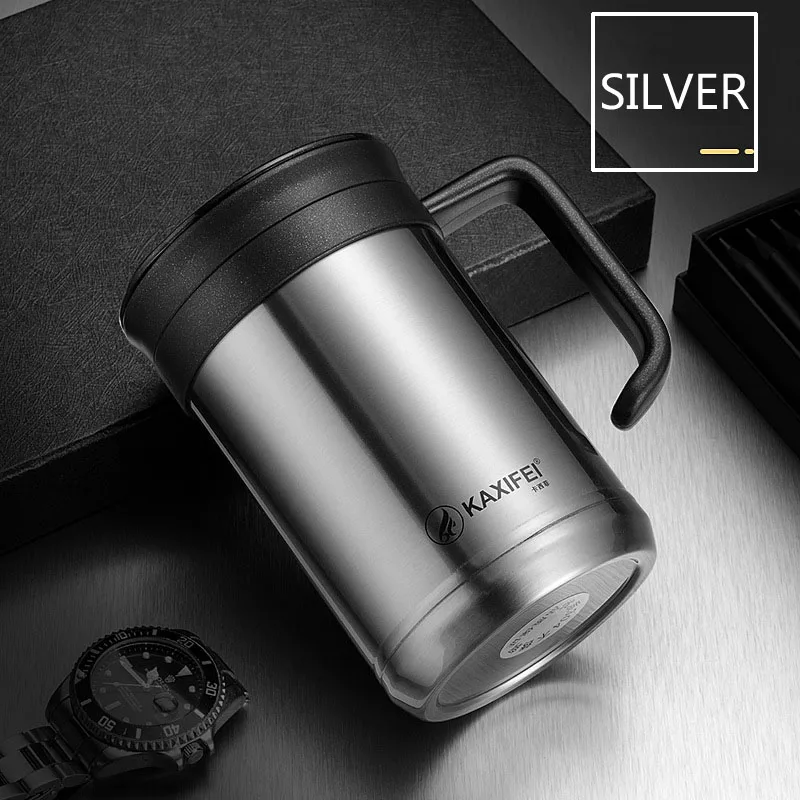 Silver Вакуумные фляги из нержавеющей стали, бутылка-термос для чая, термос, чайная кружка, чашка, бутылка с сеточкой для заваривания чая, 500 мл, Термокружка, Термокружка - Цвет: Silver