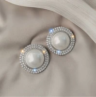 s1139 fashion jewelry earrings exaggerated faux pearl rhinstone stud earrings