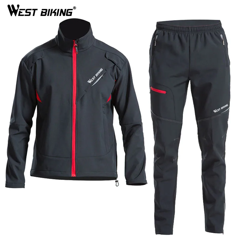 

WEST BIKING Bike Cycling Set Sportswear Winter Thermal Fleece Clothing Set Man Clothes Pant Suit Outdoor Sport Windproof Jacket