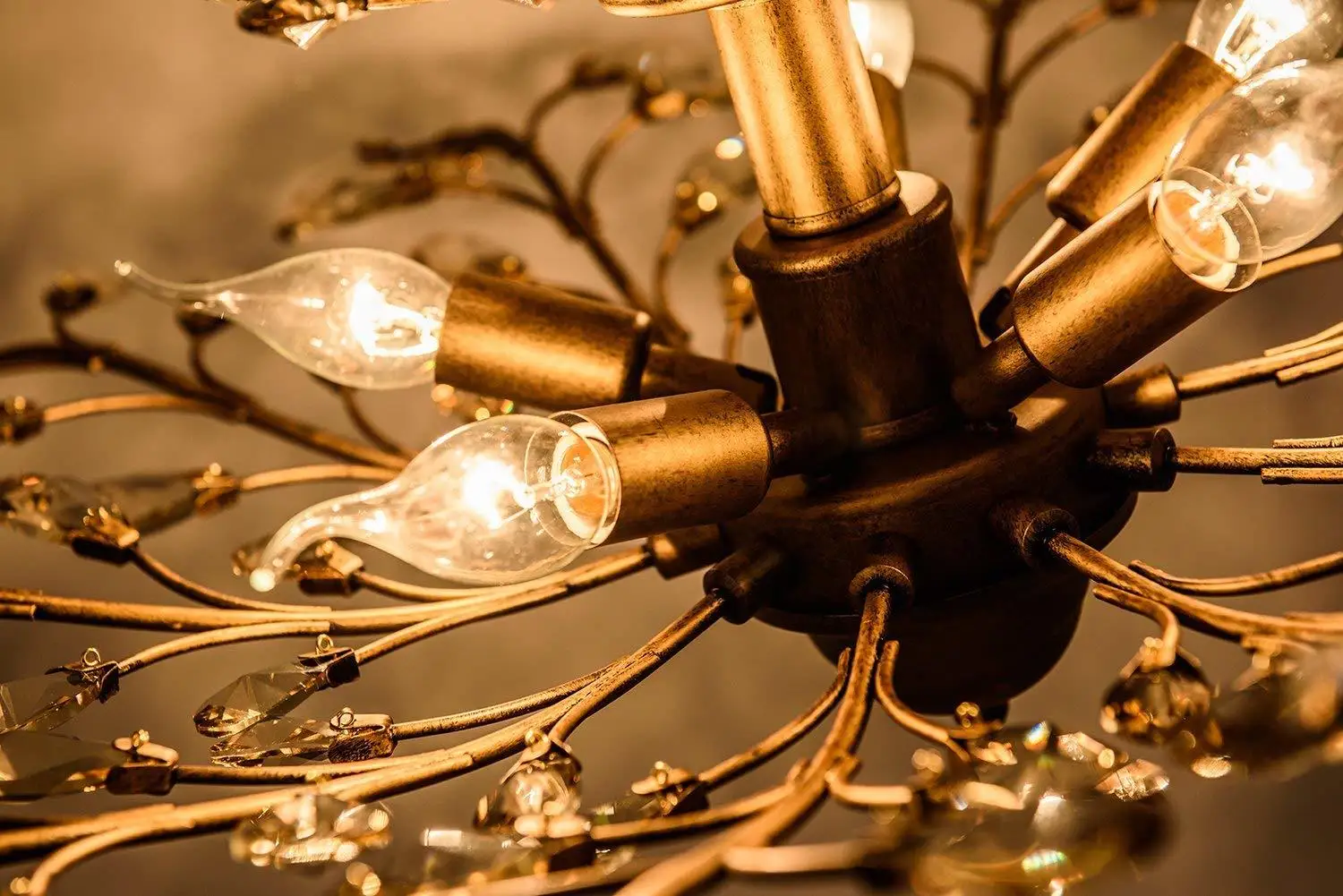 Роскошная Золотая люстра с 3 головками из железа и хрусталя для виллы ресторана