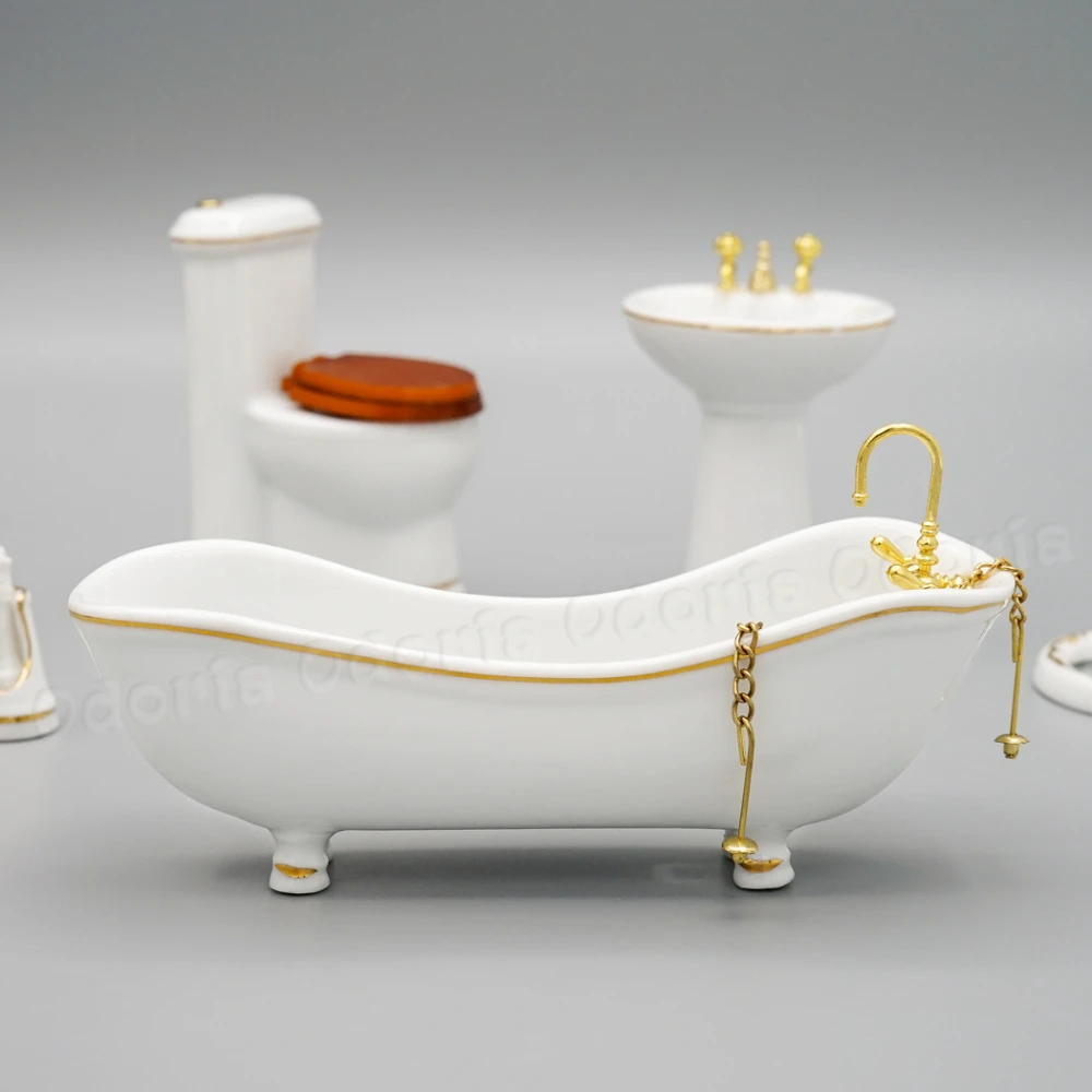 Odoria 1:12 миниатюрный набор керамических принадлежностей для ванной комнаты 5 шт.