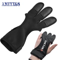 1pc protective archery 3 fingers leather guard safety glove protection for recurve compound bow crossbow shooting hunting