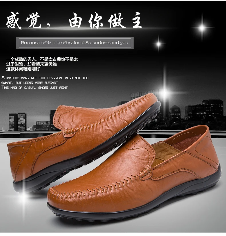 

Soft Leather Men Loafers New Handmade Casual Shoes Men Moccasins For Men Split Leather Flat Shoes Big size 38-47