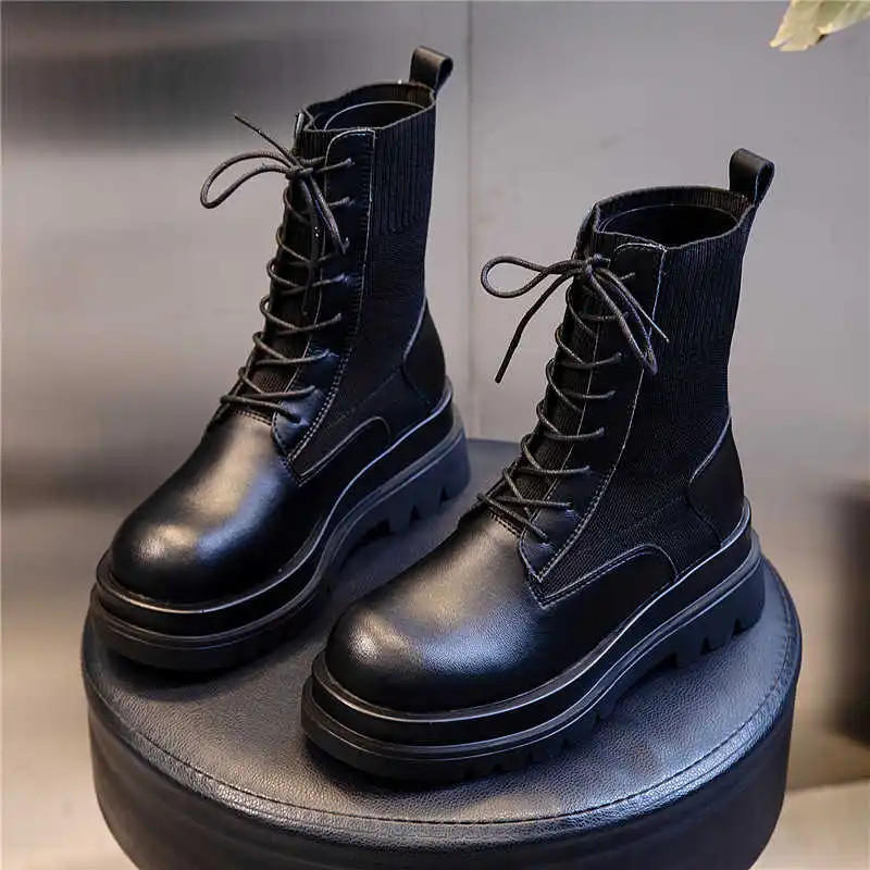 

Boots children 2021 new autumn and winter British style thick soled Martin boots women's socks medium tube leather