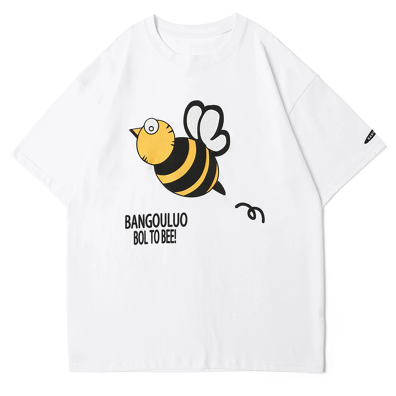 

LACIBLE Hip Hop Harajuku Bee Print Short Sleeve Cotton T-Shirts Men Streetwear Casual Fashion Summer Loose Tees Tops Unisex