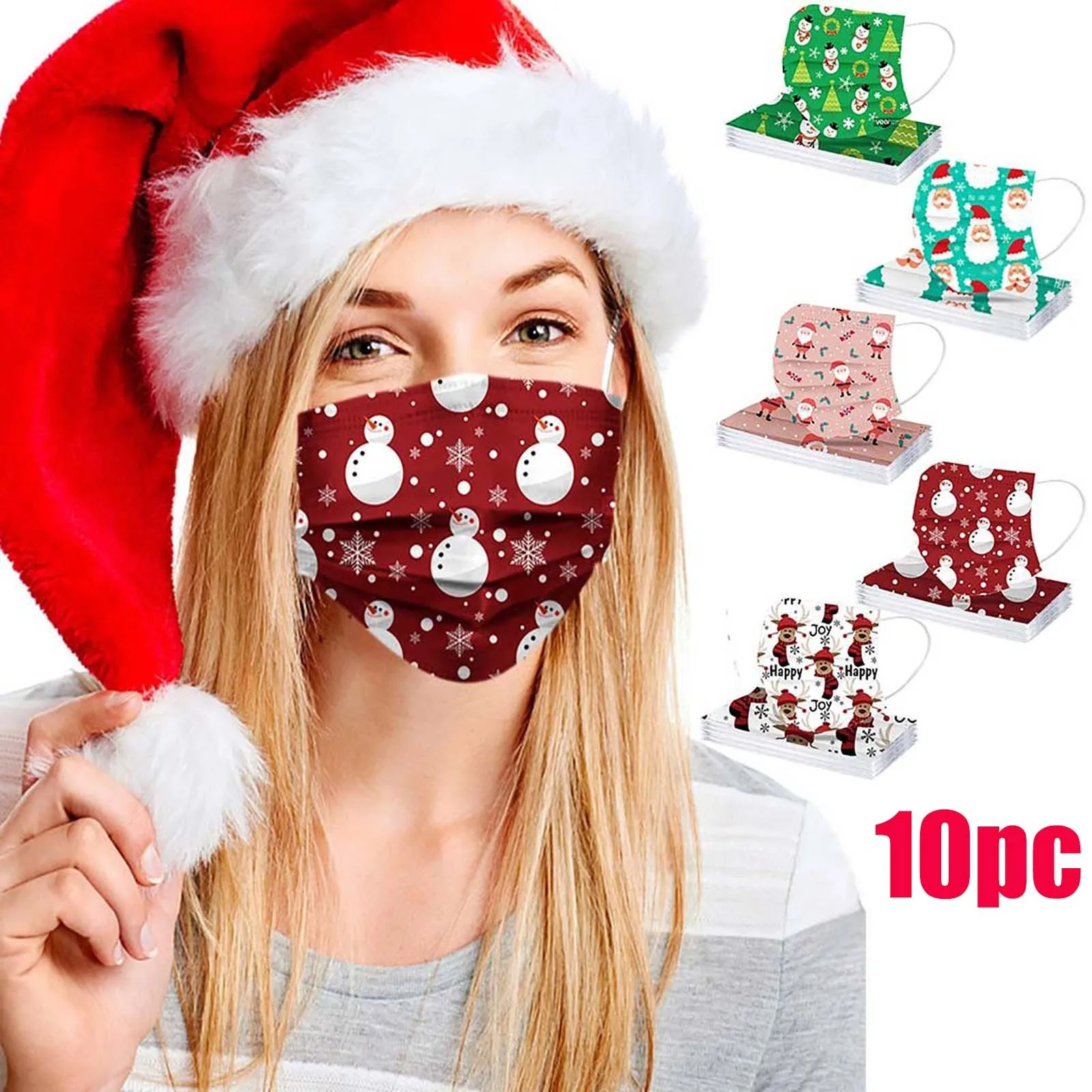 

Unisex Xmas Printed Soft Masks For Adults 3-Layer Disposable Masks Pattern Protective 3layer Filter Mask Earloop Bandage NEW