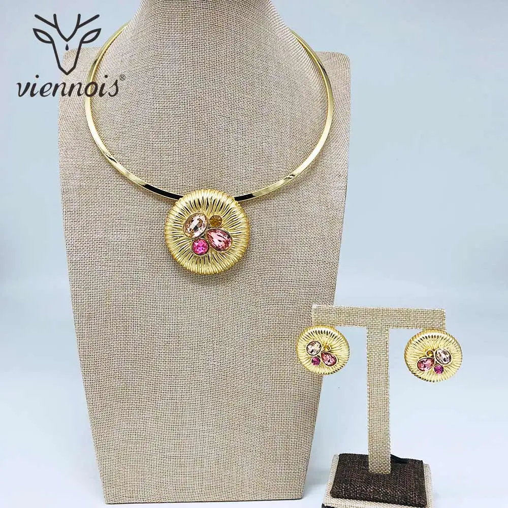 Viennois модные серьги гвоздики золотистого цвета смешанные подвеска Zricon ожерелье