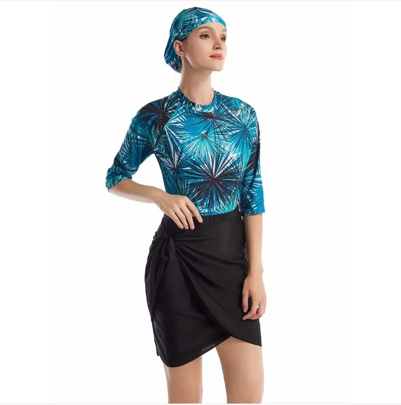 3pc islamic swimwear women swim suit woman maillots de bain burkini islami mayo hicap swimsuit plus size hijab with skirt | Тематическая