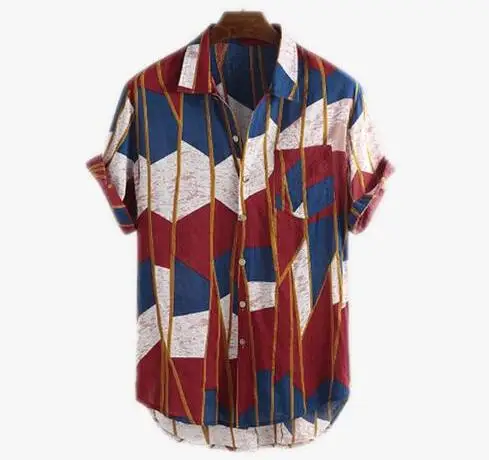 Европейская и американская мода свободная рубашка с принтом Мужская короткая