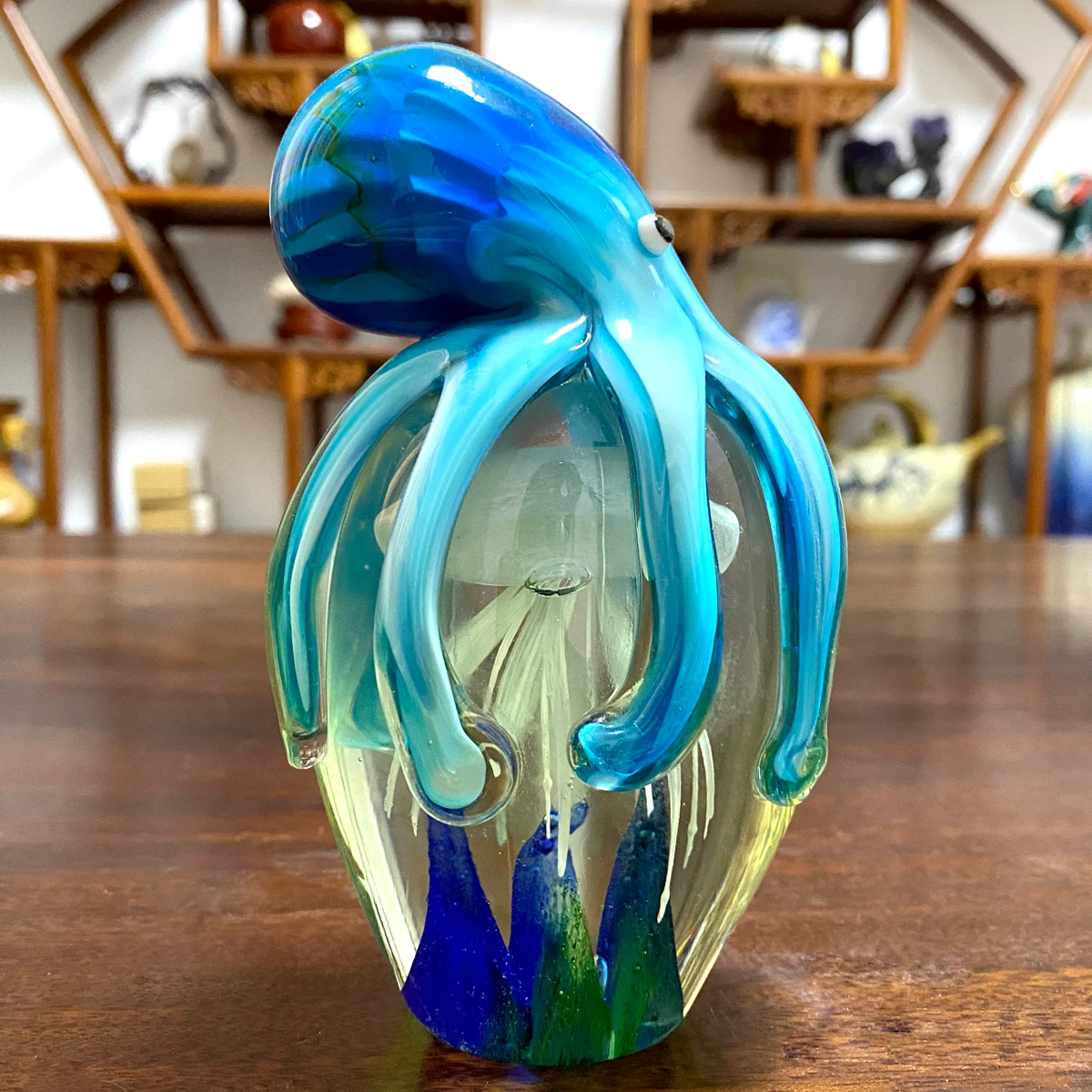 Adorno de pulpo de cristal soplado a mano, figurita de Medusa de Glaas, escultura de colección, decoración de pecera para el hogar y la Oficina