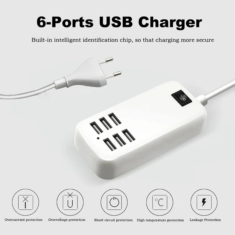 USB зарядное устройство для телефона с несколькими 6 портами настенная зарядка 30