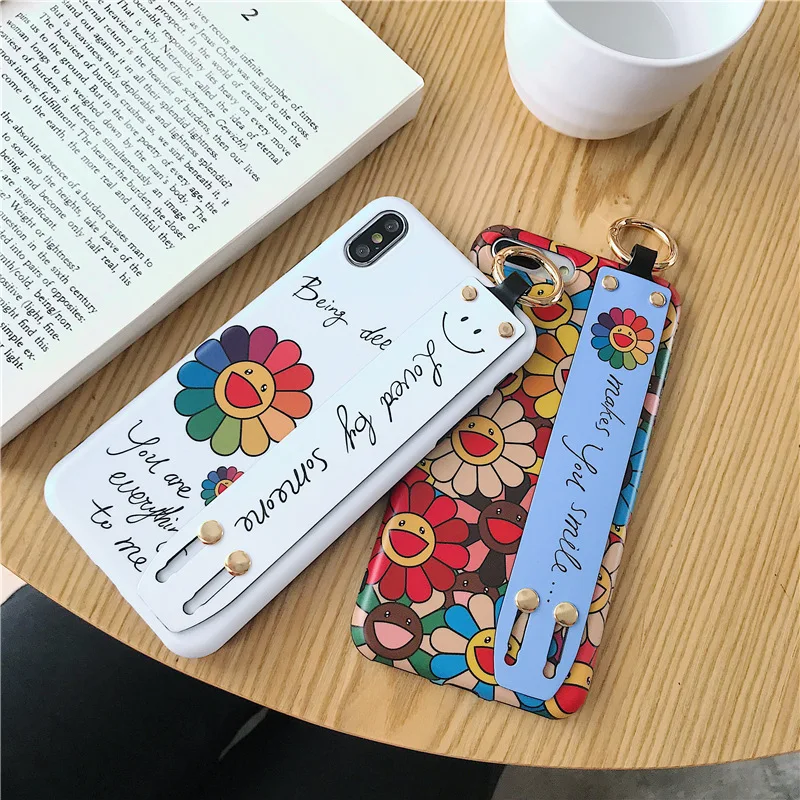 Симпатичный чехол KAIKAI KIKI с подсолнухами роскошный ремешком на запястье для iPhone 6