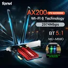 Беспроводной адаптер Fenvi, Wi-Fi 6 PCIE, 2974 Мбитс, для настольного ПК, Bluetooth 5,1, двухдиапазонный 802.11AX AX200NGW, карта Intel AX200, Win10