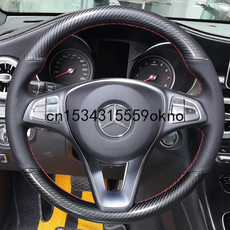 

DIY Sew Customized Steering Wheel Cover For Benz C200L E300L GLC260 C180L E200L GLA CLA Accessories