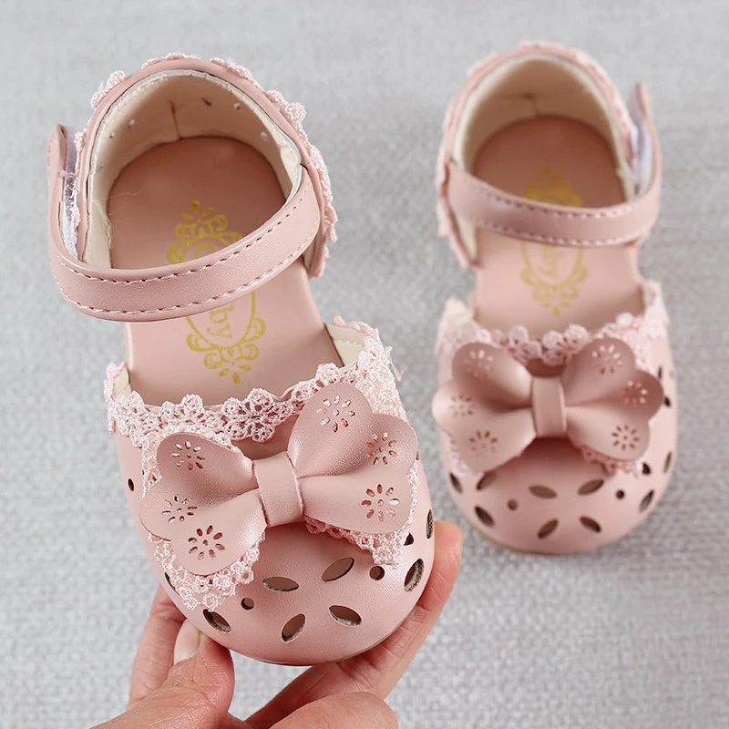 

Newest Summer Kids Shoes 2021 Fashion Leathers Sweet Children Sandals For Girls Toddler Baby Breathable Hoolow Out Bow Shoes