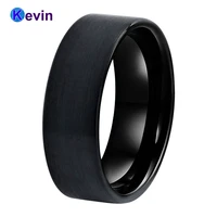 tungsten wedding band ring 8mm for men women comfort fit black pipe cut brushed