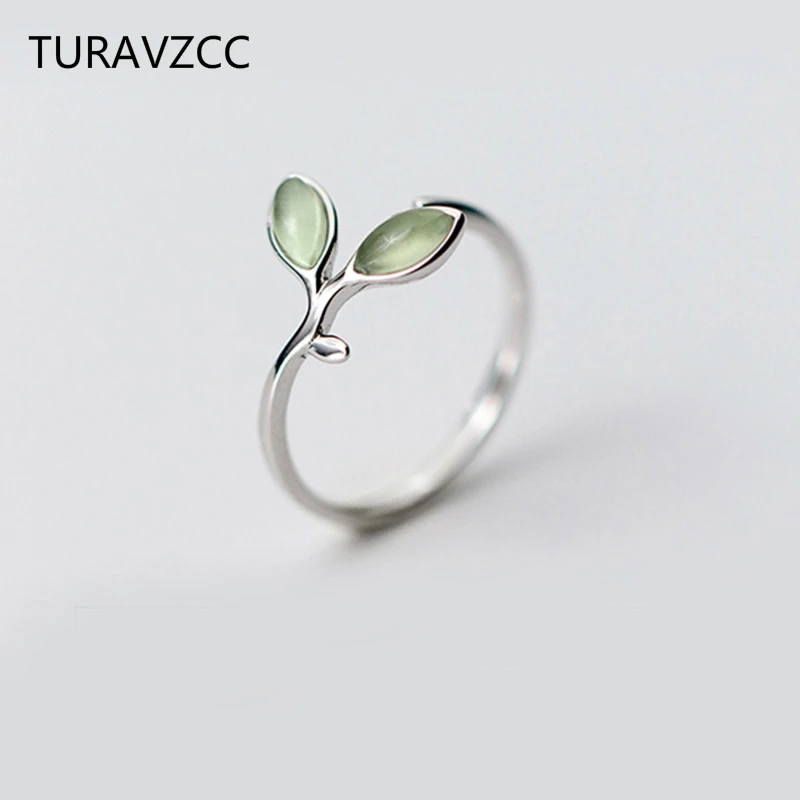 Серебряное кольцо ручной работы с зелеными листьями S925 зеленый лист кошачий глаз