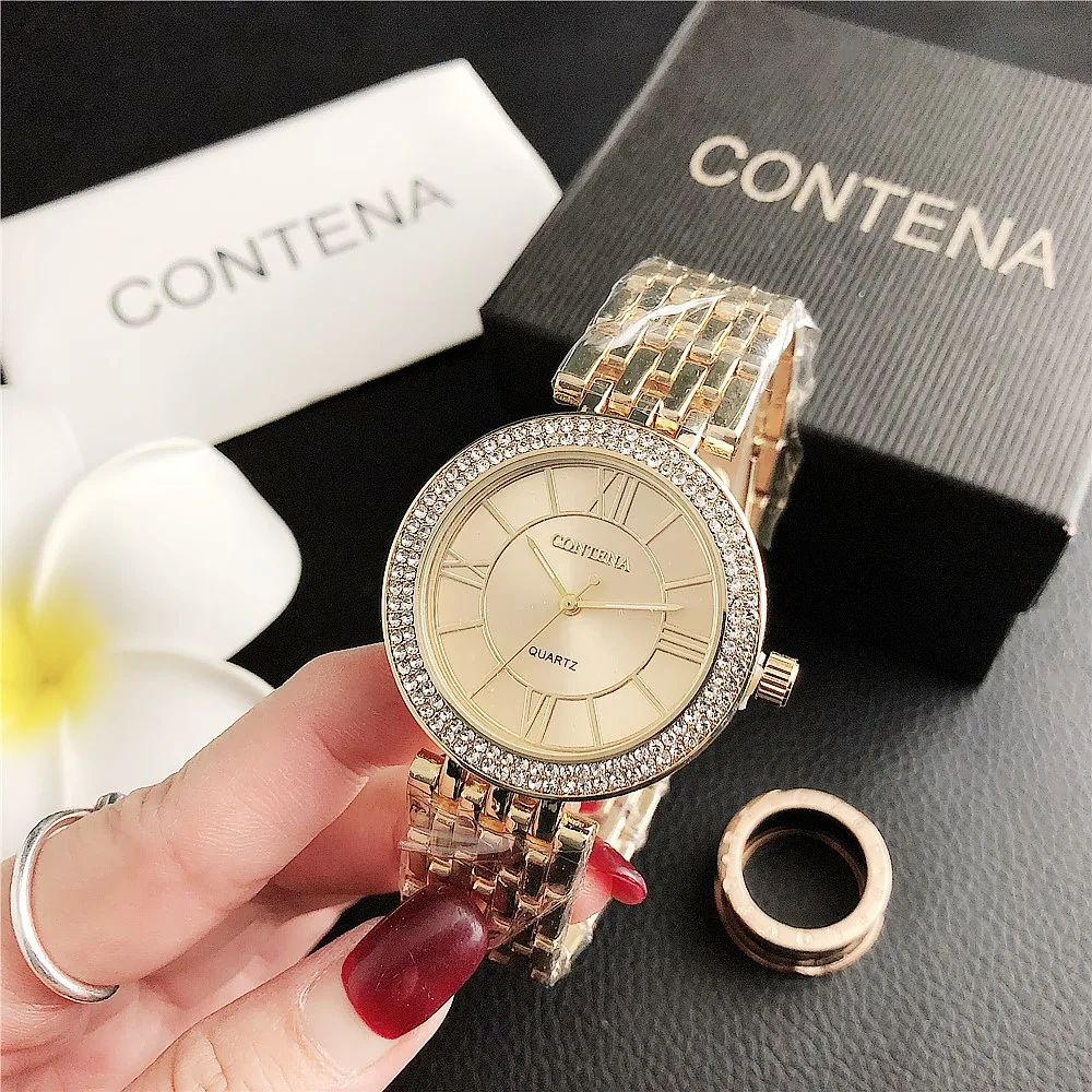 

2020 New Watch Women Classic Rhinestone Luxury Ladies Watches Womens Exquisite Casual Female Metal Wristwatch