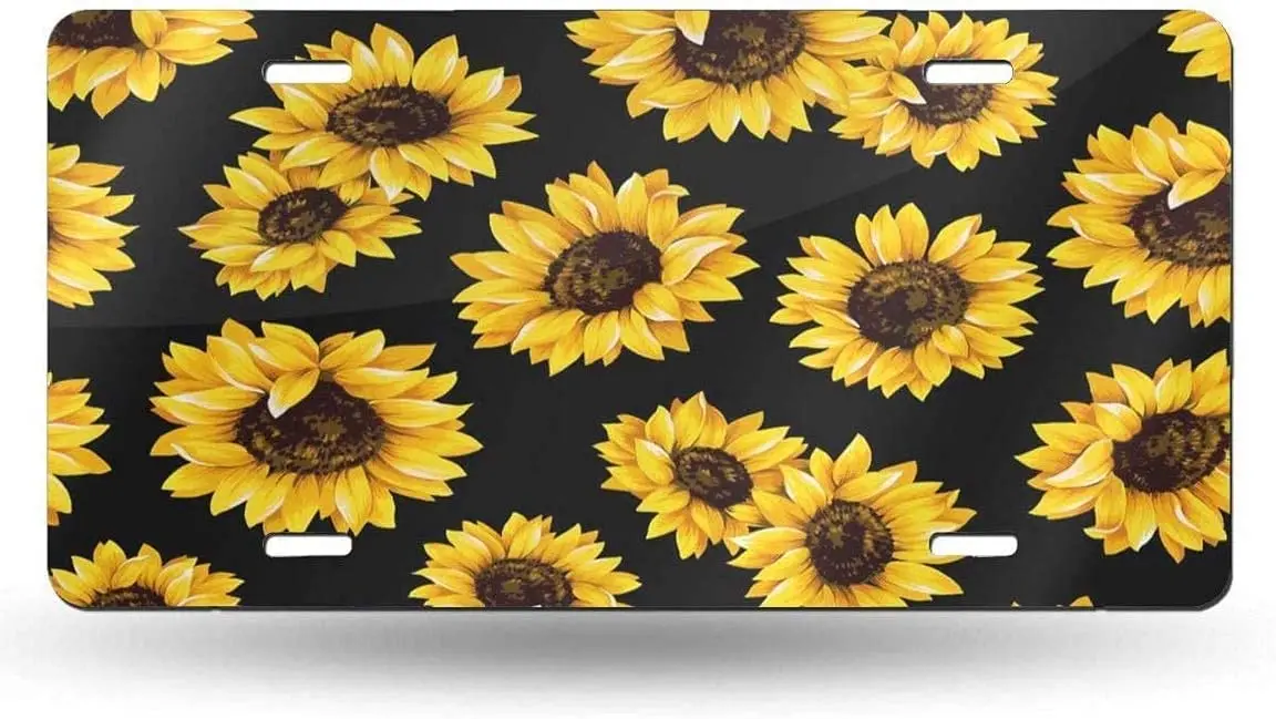 

yunsu Sunflower Print License Plate,car Decor Personalise Tag,Novelty Car Front License Plate Metal Aluminum Car Plate