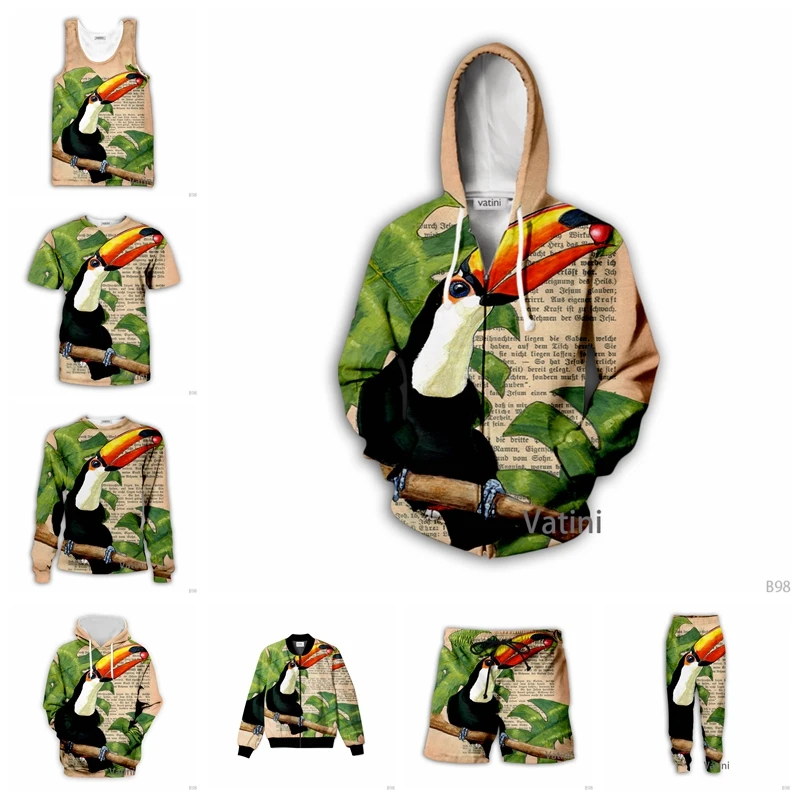 

Fashion Men Women Toco Toucan 3D Full Print Hoodies Harajuku Zipper Pullover Sweatshirt Unisex Casual Tracksuit