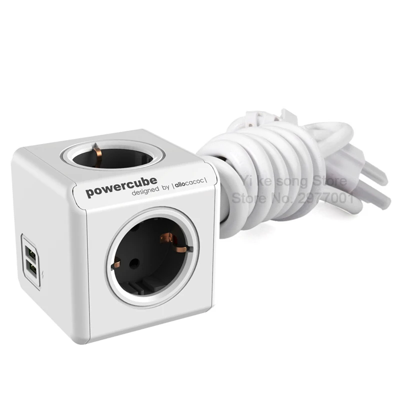 Allocacoc умный дом вилка электронный блок питания ЕС розетка Зарядка 2 USB 4 розетки стандартный разъем интерфейс расширение