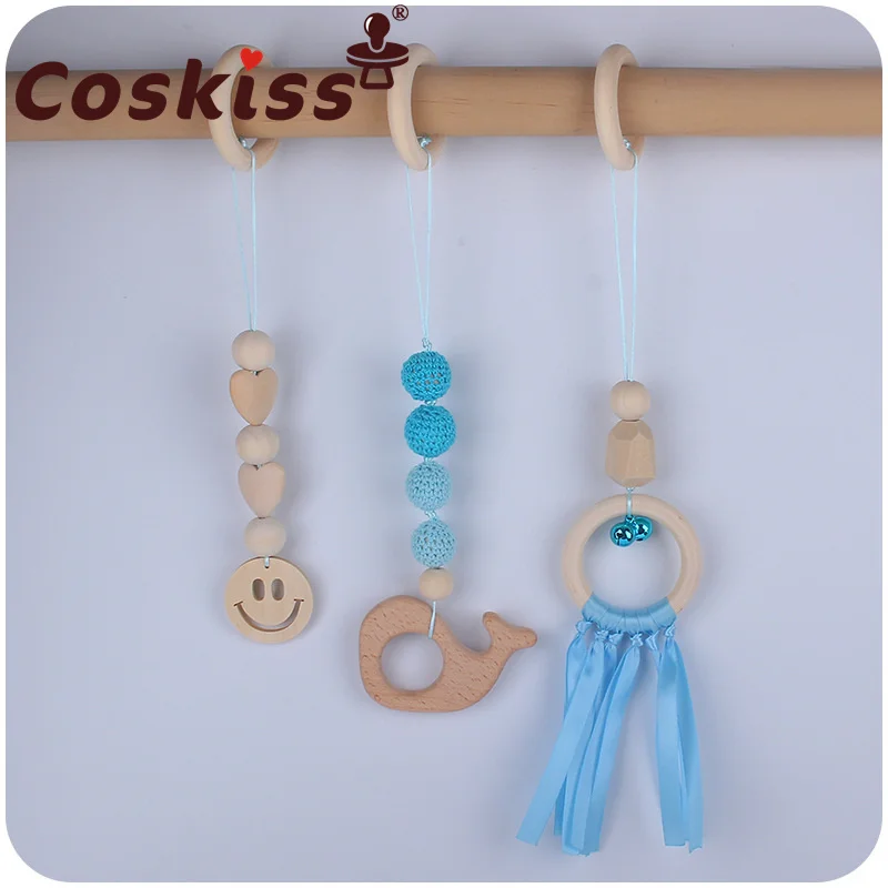 

Coskiss Baby Toys Wooden Hanging Mobile Bed Holder Pendant Stroller Baby Toy Bell Wood Rattle Ring Newborn Educational Toy
