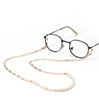 Цепочка для очков Женская со стеклянной цепочкой, модный держатель для маски с пресноводным жемчугом, антискользящее ожерелье с ремешком