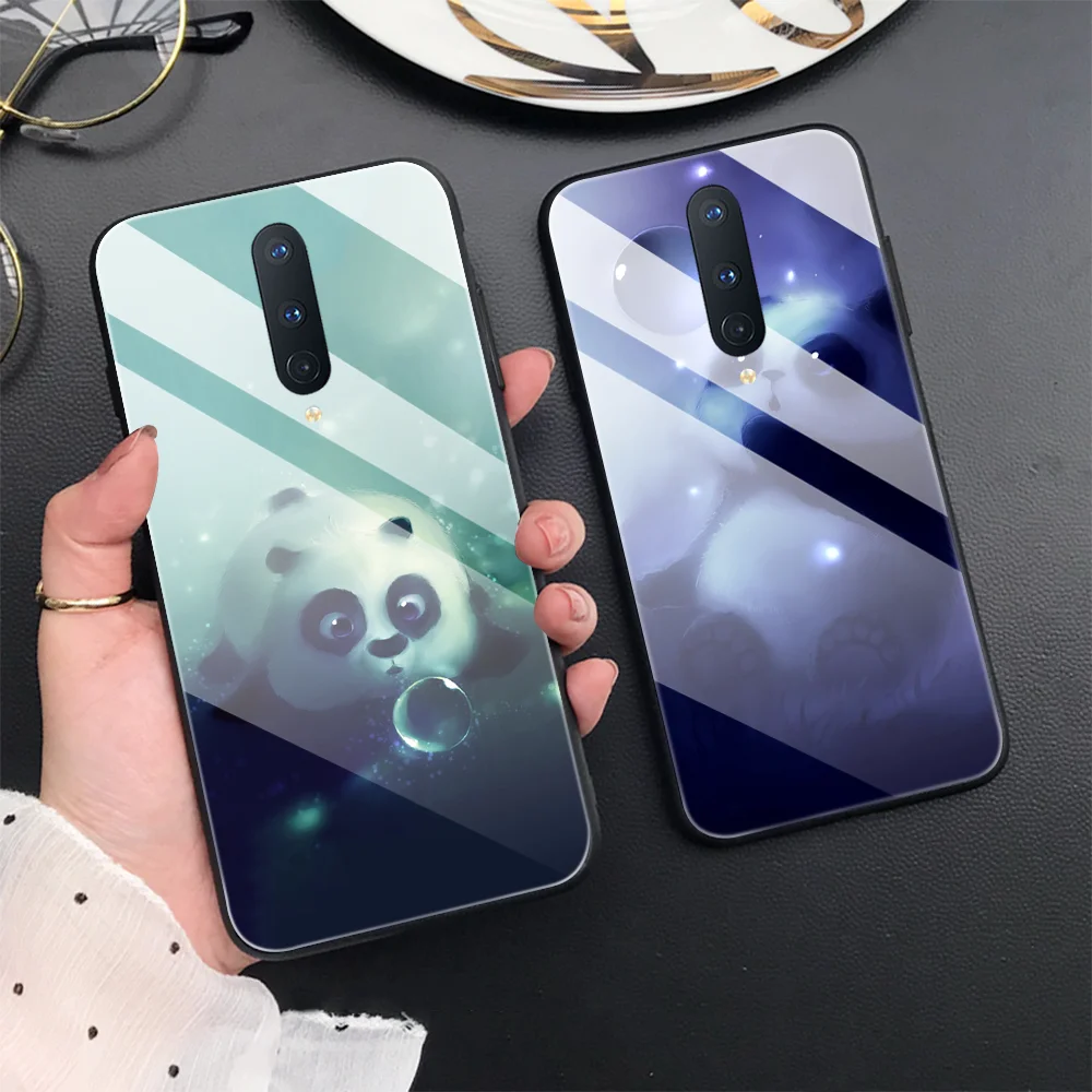 

Cute Panda Tempered Glass Clear Phone Case for OnePlus Nord 2 CE N200 5G Cover for One Plus 8T 8 7 5 6 5 T 7t 6 9 Pro 9pro Capa
