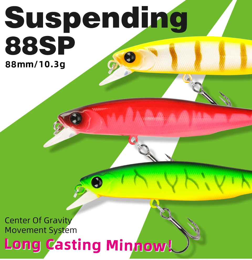 TSURINOYA 88SP Suspending Minnow Angelköder DW76 10,3 g Wobbler Long Casting Bass Pike Jerkbait Bait Movement System Tackle – Detail 4