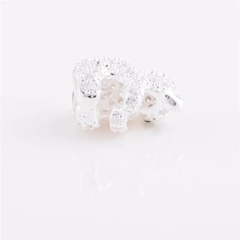 Бусины женские из Серебра Талисманы в виде плюшевого мишки пробы с фианитами 925 |