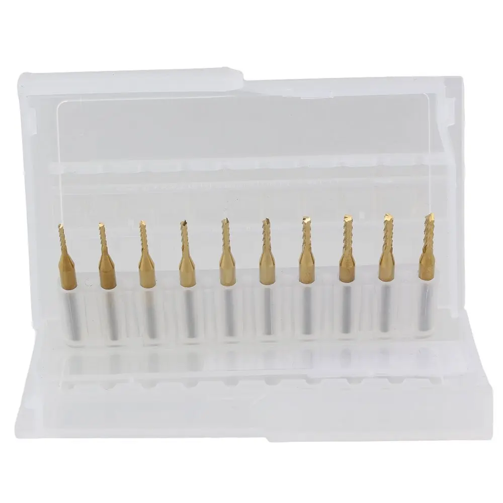 1.1-2.0mm Corn Teeth TiN Coated Carbide Milling Cutter Router Drill Set of 10 | Инструменты