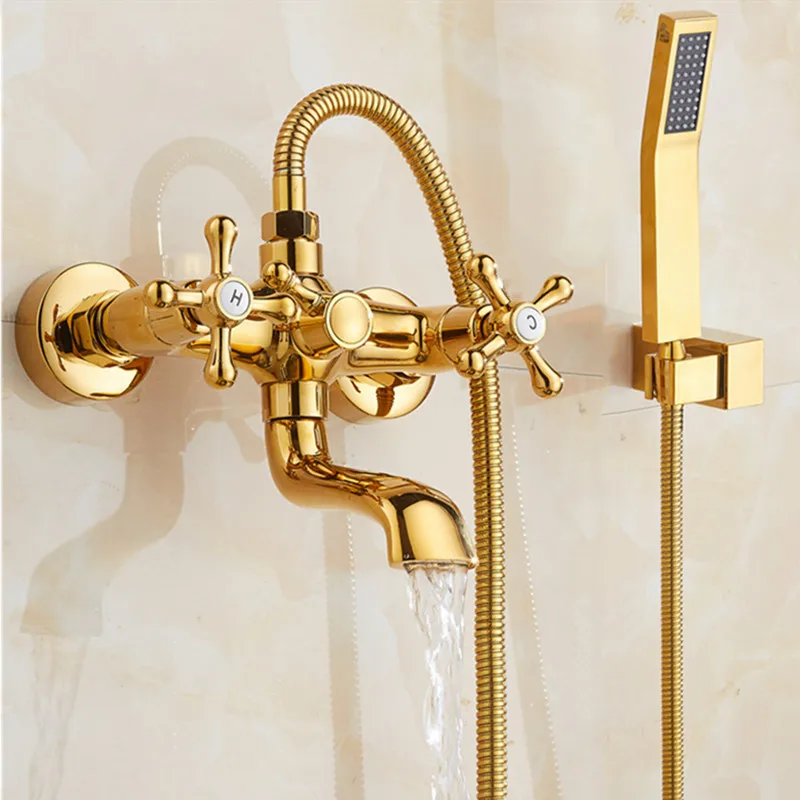 Ласо смесители для ванны золотой набор душа холодной и горячей воды краны