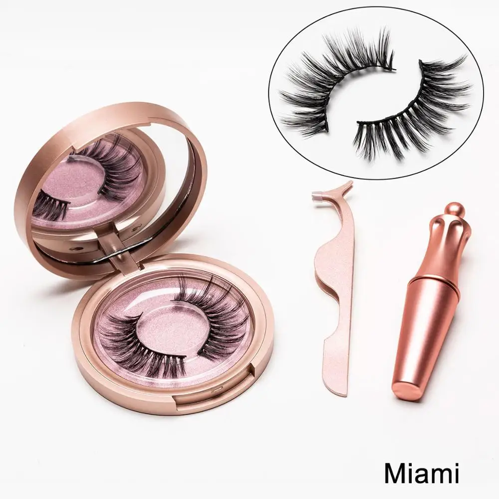 Miami-5 Магнитные ресницы 5 магнит натуральный стойкий Магнитный жидкий карандаш для глаз и магнитные накладные ресницы и Пинцет Набор Макияж набор - Цвет: Miami-5