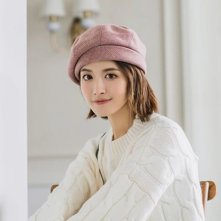 Новинка 2020 Модный женский элегантный берет в клетку из мягкой ткани зимняя