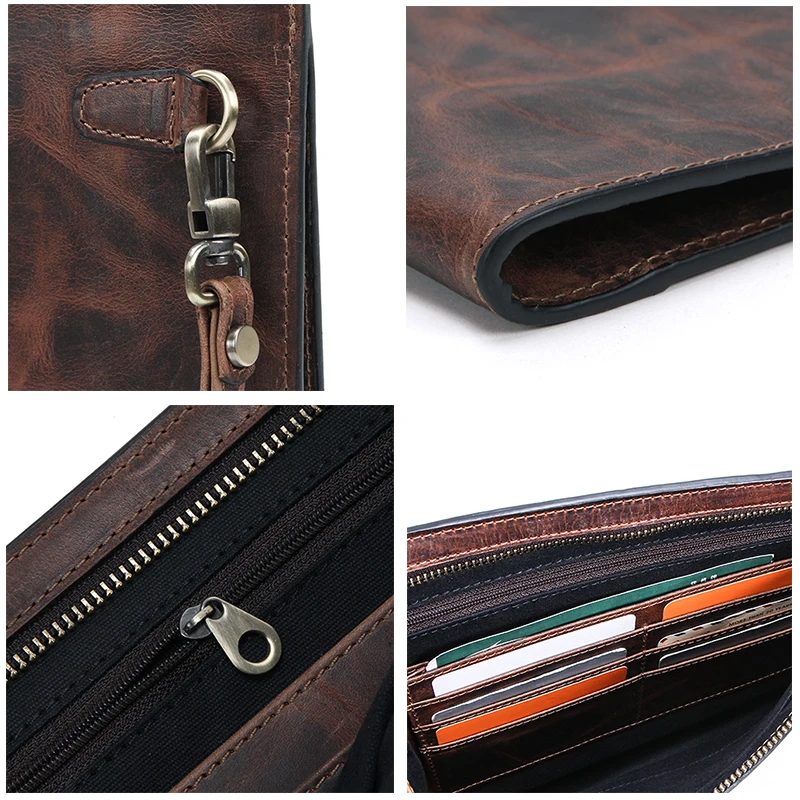 Брендовые дизайнерские мужские кошельки Contact's кожаный мужской клатч Crazy Horse