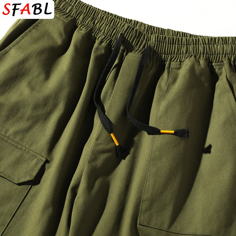 

SFABL Big Pockets Cargo Harem Joggers Pants Men 2021 Hip Hop Fashion Harajuku Streetwear Sweatpants Trousers Male Pants Cotton