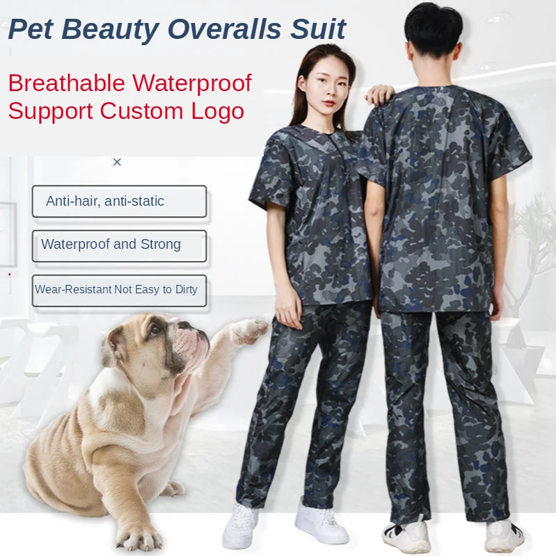 Камуфляж Pet Shop груммер рабочая одежда костюм моющиеся Водонепроницаемый ткань