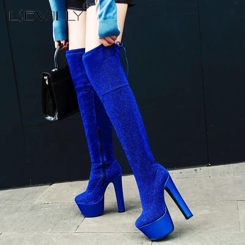 

Женские ботфорты Lsewilly, элегантные ботфорты на очень высоком каблуке 17 см, туфли для клубов вечеринок, большой размер 33-44, 2020
