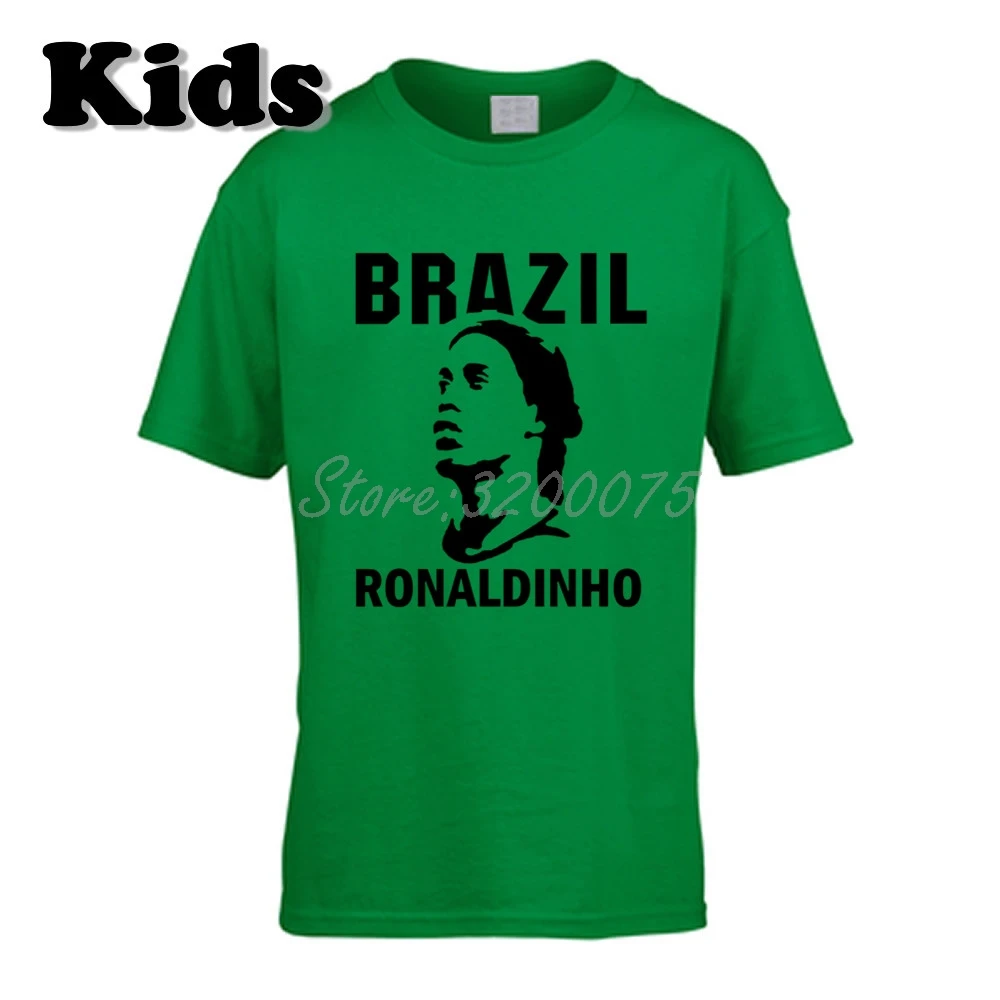 24 Детская футболка Ronaldo De Assis Moreira Ronaldinho 10, Бразильская Легенда Футболка с круглым вырезом для мальчиков и девочек W19032911 - Цвет: 24