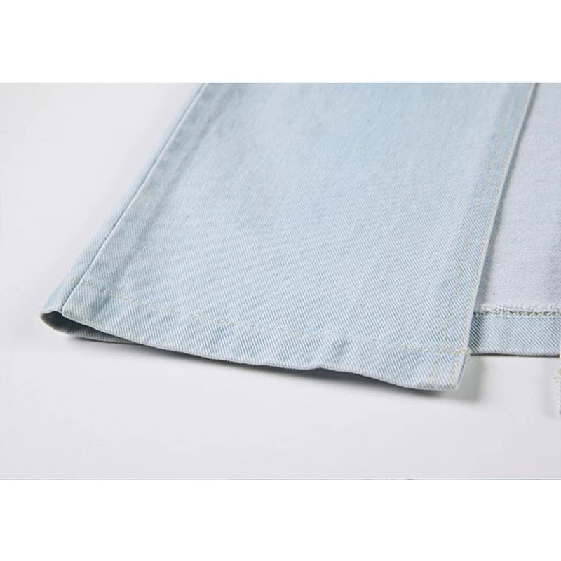

2021 Summer Splited Denim Skirt Women Summer Fashion Korean Sweet Style High Waist Ligh Blue Straight Casual Jean Skirt Mejur